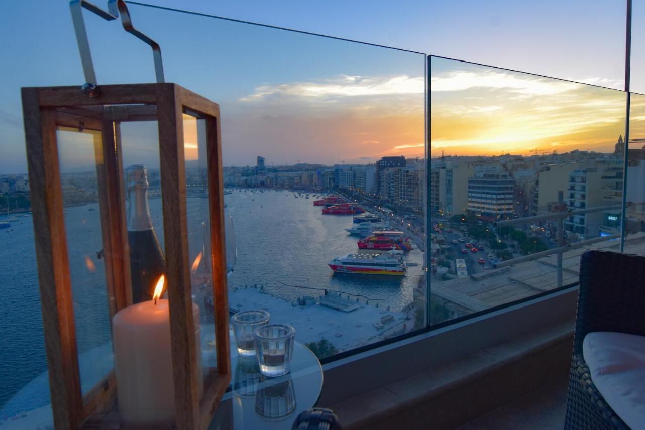 Unique Seafront Triplex Penthouse With Panoramic Bedroom & Rooftop Jacuzzi Overlooking Valletta スリーマ エクステリア 写真